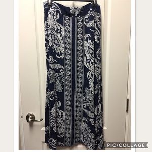 Navy blue and white long skirt
